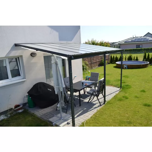 Hliníková pergola LANITPLAST WALL 53 FSX antracit + čirý PC LG4317
