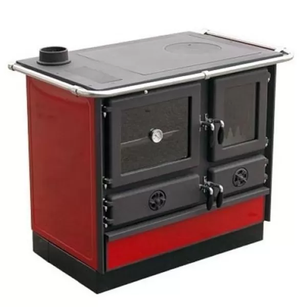 Sporák na tuhá paliva s výměníkem červený levý MBS THERMO MAGNUM PLUS