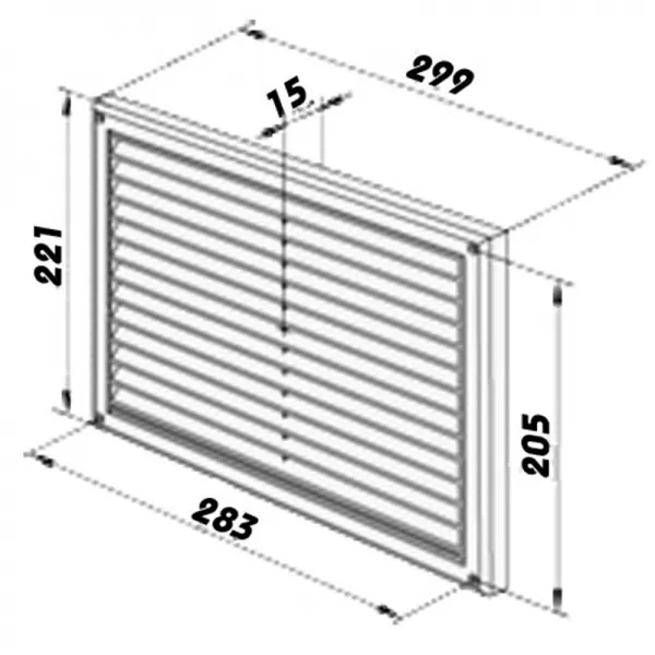 PVC větrací mřížka bez příruby s pevnou žaluzií a síťkou 221x299 mm, bílá DALAP 4755