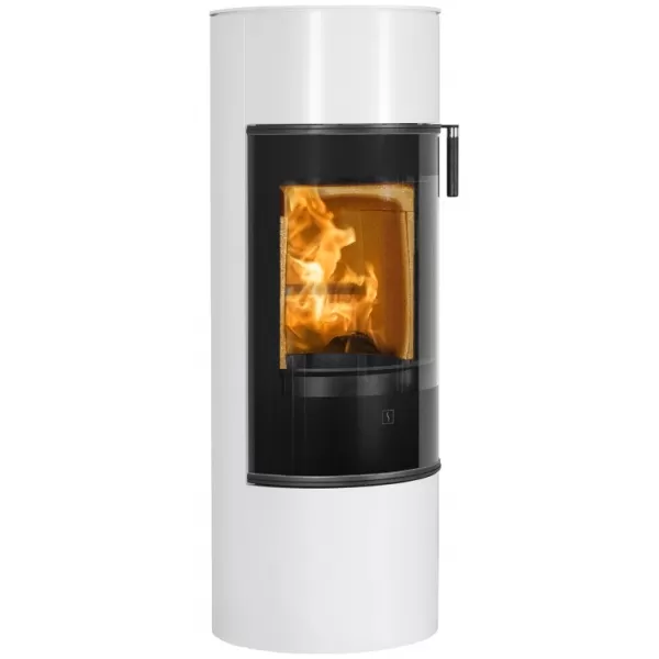 Krbová kamna skleněná dvířka, černá klička SCAN 84-1 MODERN bílý lak