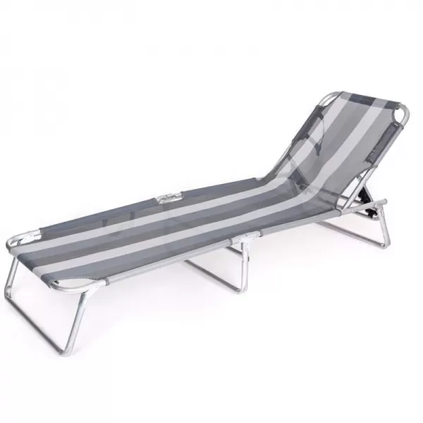 Plážové lehátko Athina antracit pruh HAPPY GREEN 50401305AS