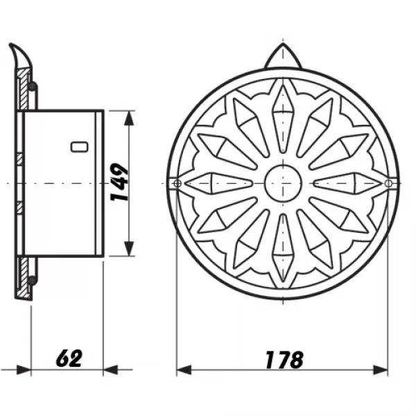 Hliníková větrací mřížka s přírubou a síťkou Ø 150 mm, šedozelená DALAP 50020