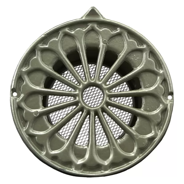 Hliníková větrací mřížka s přírubou a síťkou Ø 150 mm, šedozelená DALAP 50020