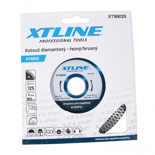 Kotouč diamantový turbo (řezný/brusný) 115x2,0x10/20x22,2 mm XTline XT168115