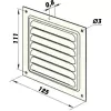 Kovová ventilační mřížka bez příruby s pevnou žaluzií a síťkou 125x125 mm, bílá DALAP 547