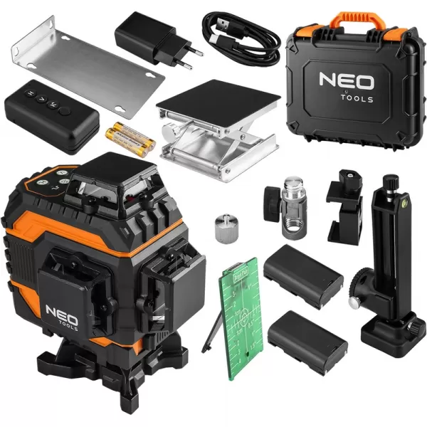 Laser 3D, 25 m, 16 čiar, zelený, magnetický držiak, kufor NEO tools 75-141