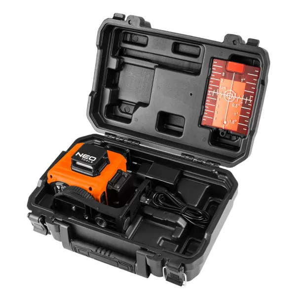 Laser 3D,360st, 15 m, červený, s magnetickým držákem, v kufru NEO tools 75-104