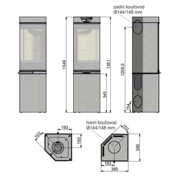 Krbová kamna s podstavcem a dvířky SCAN 80-2 černý lak
