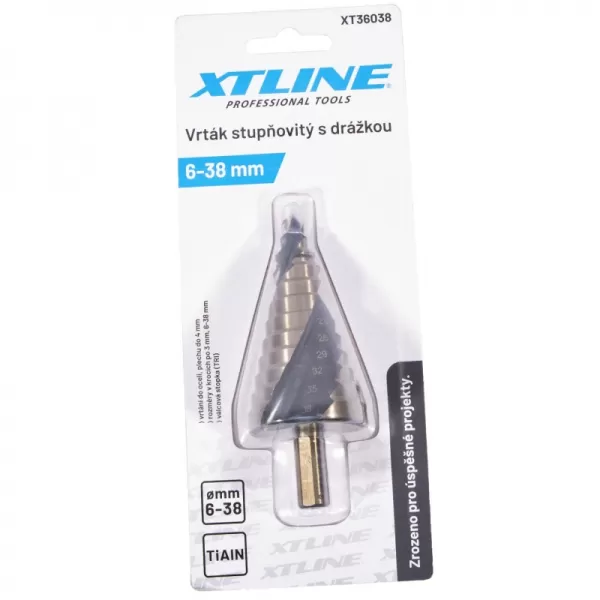 Vrták stupňovitý HSS TiAIN XTline XT36038 | 6-38 mm, krok 3 mm (TRI)