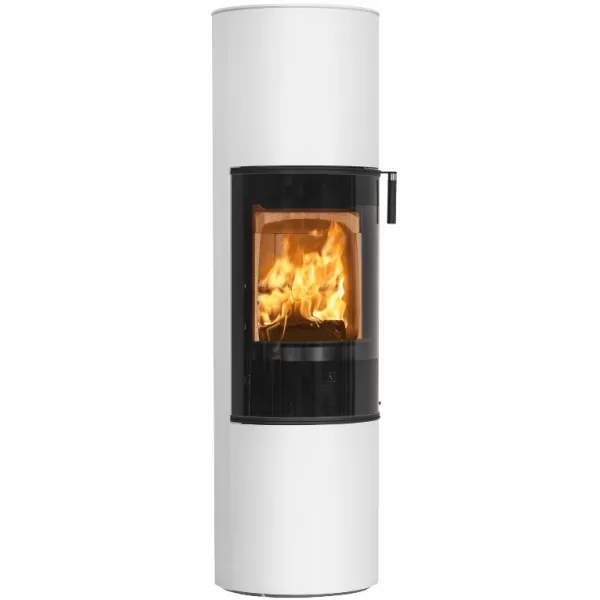 Krbová kamna skleněná dvířka, dubová klička černá SCAN 84-3 MODERN MAXI bílý lak