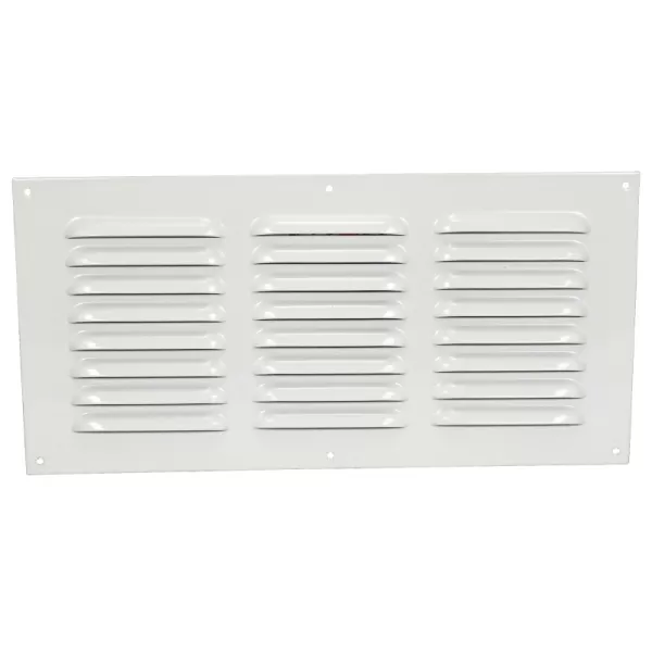 Kovová ventilační mřížka bez příruby s pevnou žaluzií a síťkou 305x150 mm, bílá DALAP 6195