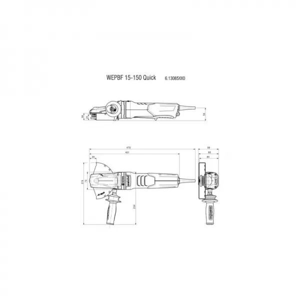 Úhlová bruska 150mm s plochou hlavou Metabo WEPBF 15-150 Quick