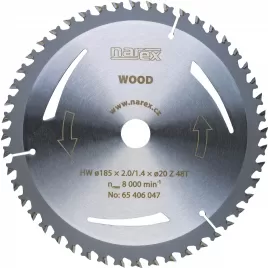 Pilový kotouč Wood 185 × 2,0/1,4 × 20 Z48T Narex 65406047