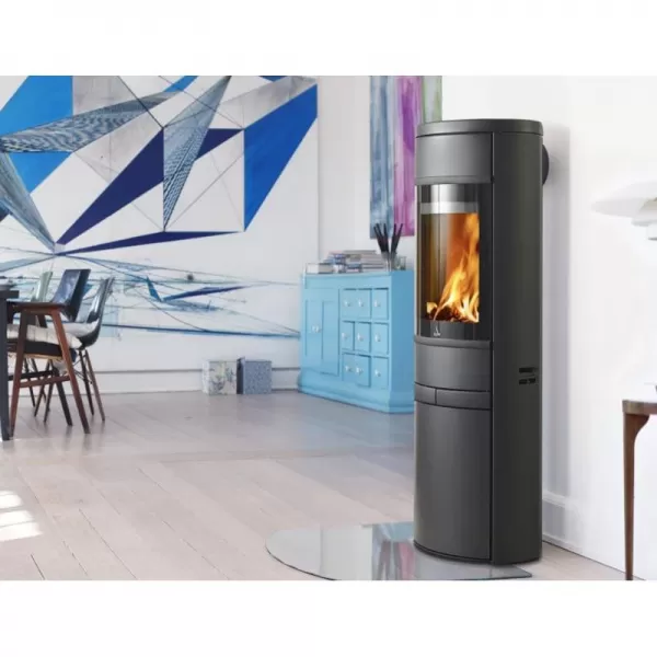 Krbová kamna s podstavcem s bočním prosklením, hliníkové lišty SCAN 68-12 černý lak