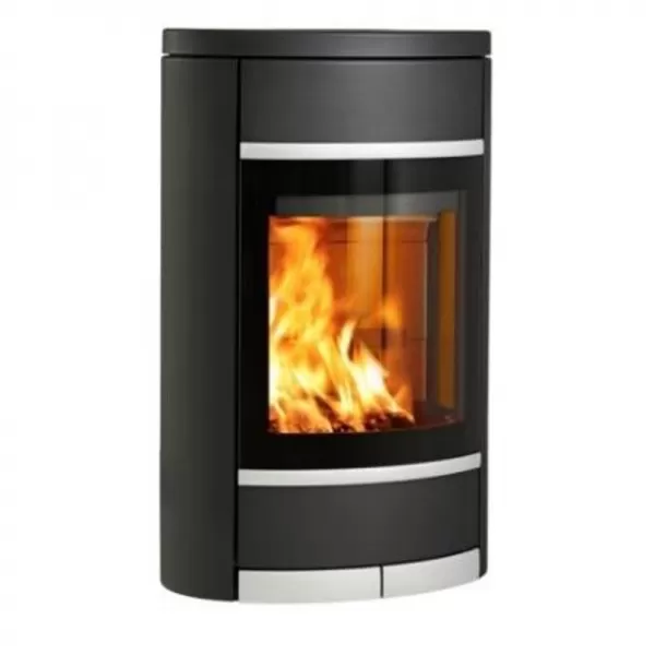 Krbová kamna závěsná bez bočního prosklení, hliníkové lišty SCAN 68-2 černý lak