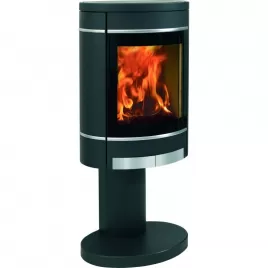 Krbová kamna s nohou bez bočního prosklení, hliníkové lišty SCAN 68-4 černý lak