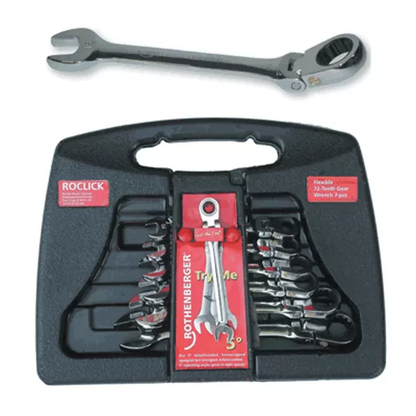 7-dílná sada očkových ráčnových klíčů ROTHENBERGER ROCLICK