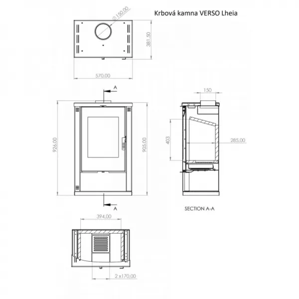 Krbová kamna VERSO Lheia, červená