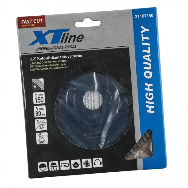 Kotouč diamantový řezný TURBO Fast Cut 115x2.0x10x22,2 mm XTline XT167115