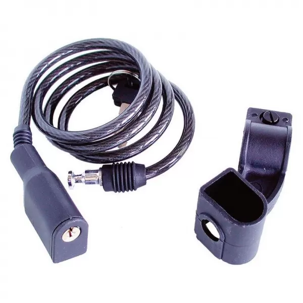 Zámek na kolo lankový 6x1500mm 2 klíče zacvakávací + držák 77750