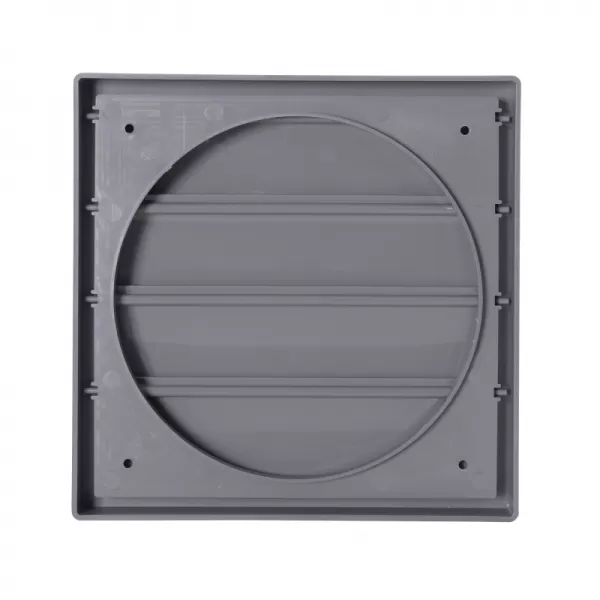 PVC větrací mřížka s přírubou a samotížnou žaluzií, 410x410 mm / Ø 350 mm, šedá DALAP 8234