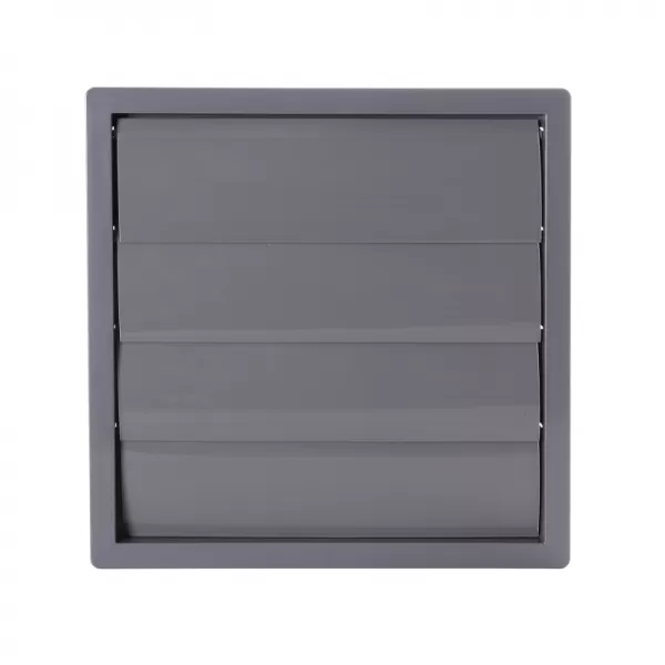 PVC větrací mřížka s přírubou a samotížnou žaluzií, 410x410 mm / Ø 350 mm, šedá DALAP 8234