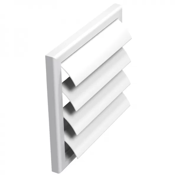 PVC větrací mřížka bez příruby se samotížnou žaluzií 186x186 mm, bílá DALAP 8578