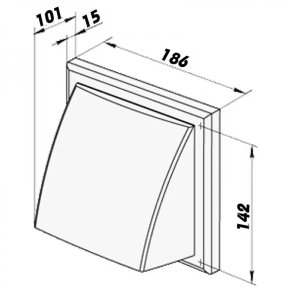PVC větrací mřížka bez příruby se samotížnou klapkou 186x186 mm, bílá DALAP 8590