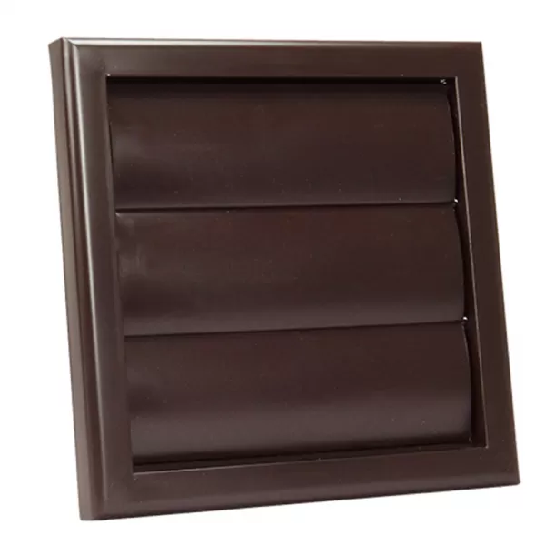 PVC větrací mřížka s přírubou a samotížnou žaluzií, 154x154 mm / O 100 mm, hnědá DALAP 8681