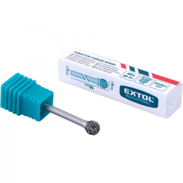 Fréza karbidová kulová, 6mm, stopka 3mm Extol Industrial 8703833