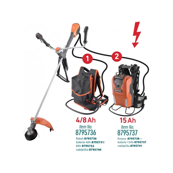 Aku křovinořez/sekačka 60V bez aku BRUSHLESS EXTOL INDUSTRIAL 8795701