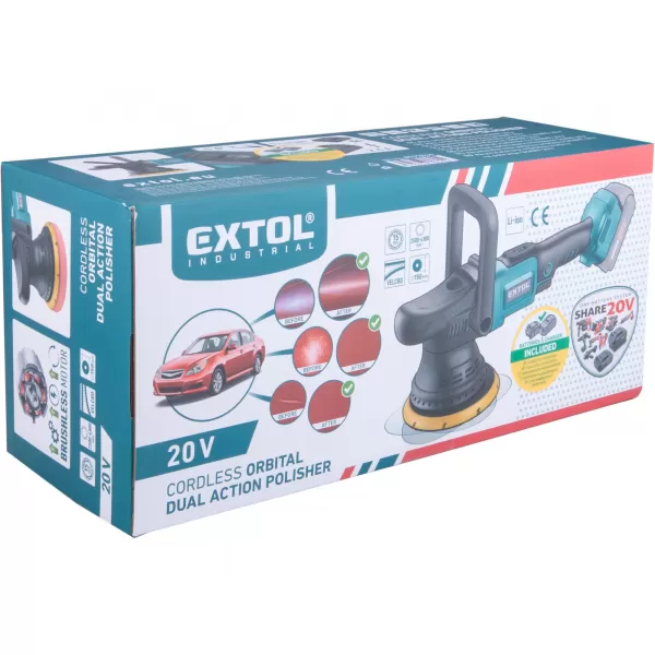 Aku leštička orbitální 20V/2,0 Ah SHARE20V 150mm BRUSHLESS Extol Industrial 8791844