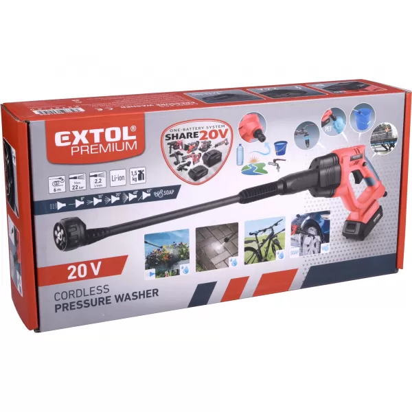 Aku tlakový čistič 20V/2,0 Ah SHARE20V Extol Premium 8891858