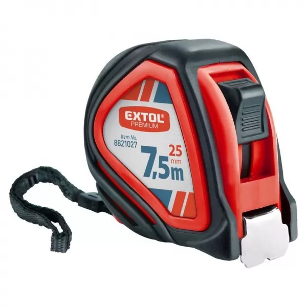 Svinovací metr 7,5m x 25mm pryžový obal EXTOL PREMIUM 8821027