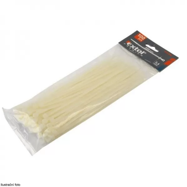 Stahovací pásky bílé 100x2,5mm 100ks EXTOL PREMIUM 8856102