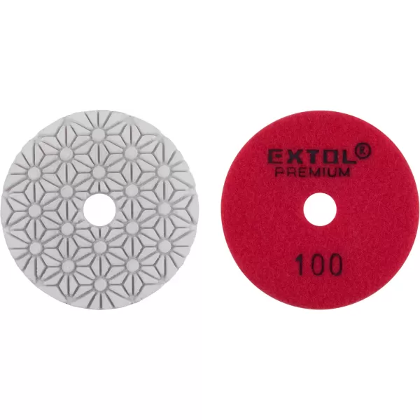 Kotouč diamantový leštící na obklady, 100mm, P100, suchý zip Extol Premium 8803092