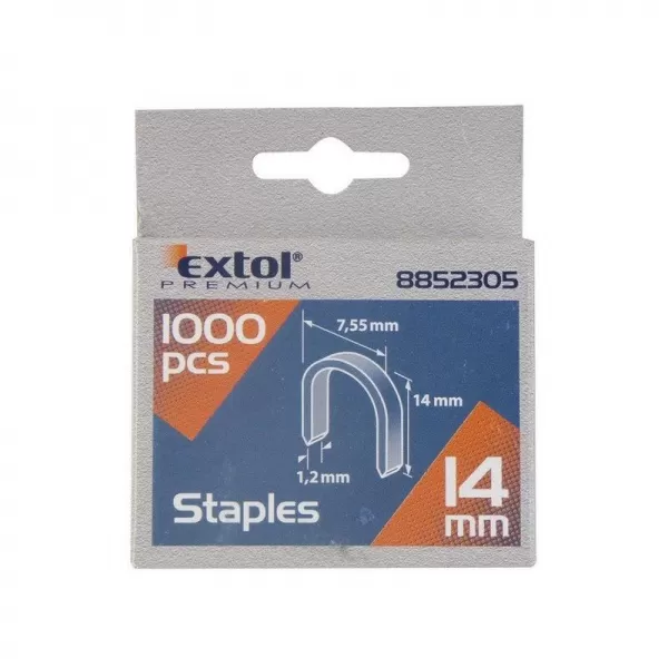 Spony do sponkovací pistole 14mm 7,55x0,52x1,2mm EXTOL PREMIUM 8852305