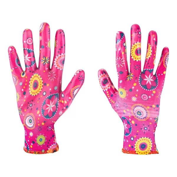 Rukavice zahradní polyesterové, polomáčené v nitrilu, velikost 8' Extol Lady 8856674