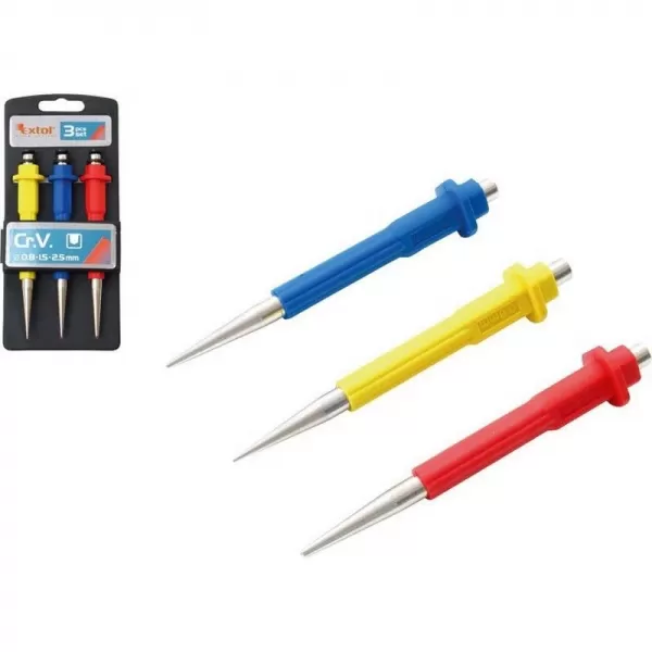 Důlčíky sada 3ks 125mm v plastovém držáku EXTOL PREMIUM 8801810