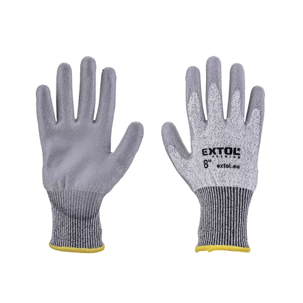 Rukavice s vysokou odolností proti prořezu, polomáčené v PU, velikost 8' Extol Premium 8856696
