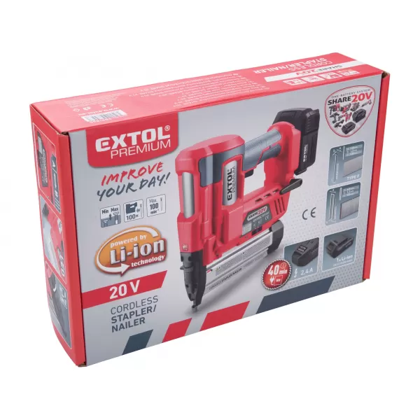 Aku hřebíkovačka / sponkovačka 20V 2,0Ah Extol Premium 8891860