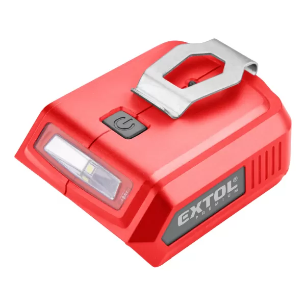 Nabíječka aku pro USB zařízení, se světlem, SHARE20V, bez aku, 5V/2A Extol Premium 8891896