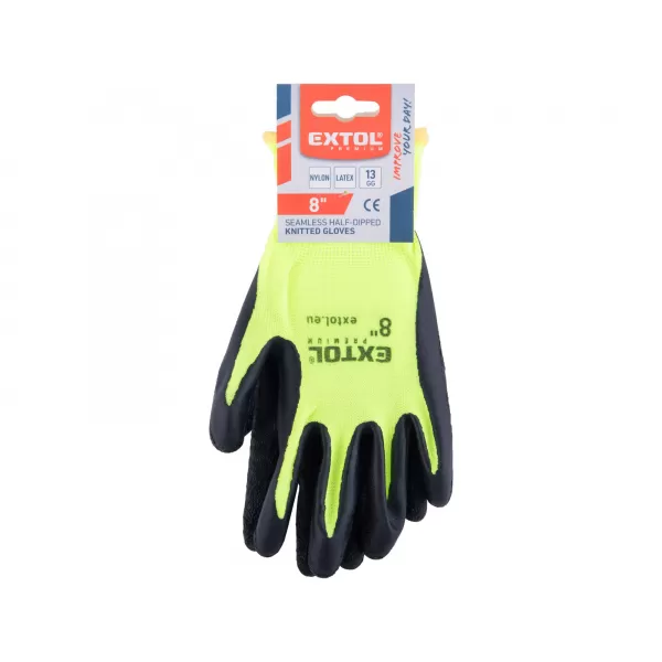 Rukavice nylonové, bezešvé, polomáčené v latexu, velikost 8' Extol Premium 8856644