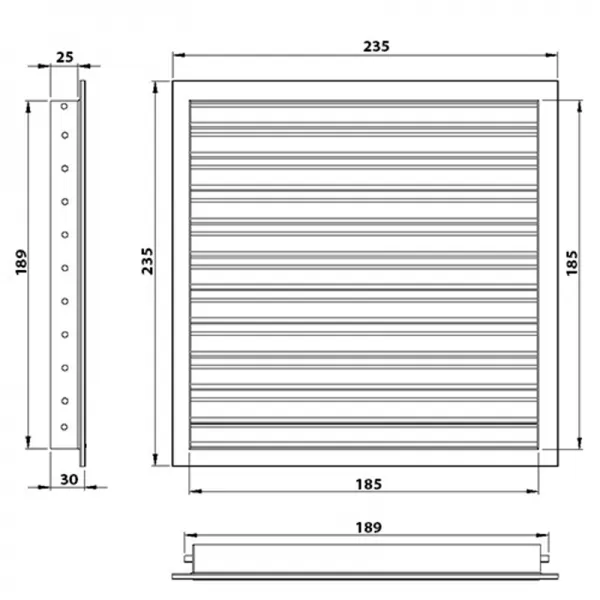 Větrací mřížka z vysoce kvalitního extrudovaného hliníku 200x200 mm, bílá DALAP 90370