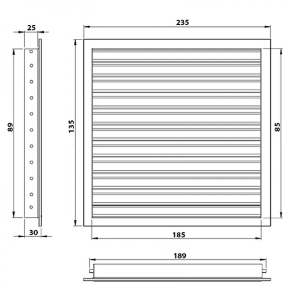 Větrací mřížka z vysoce kvalitního extrudovaného hliníku 200x100 mm, bílá DALAP 90369