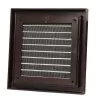 PVC větrací mřížka bez příruby s pevnou žaluzií a síťkou 186x186 mm, hnědá DALAP 9708