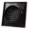 PVC větrací mřížka se síťkou, pevnou žaluzií 154x154 mm a přírubou O 100 mm, hnědá DALAP 9706