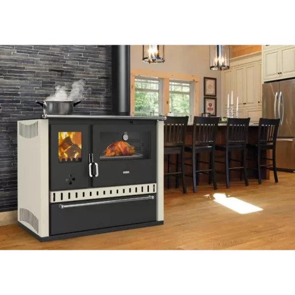 Sporák na tuhá paliva slonová kost PRITY GT FI S DR, nerezová trouba, pravá