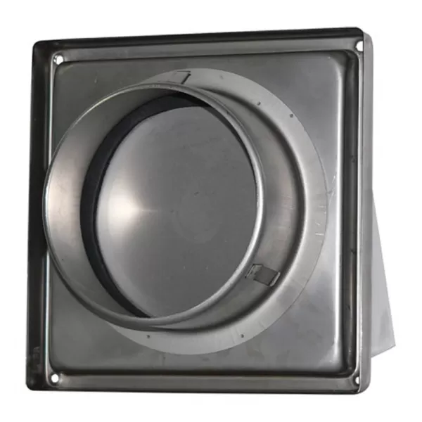 Nerez větrací mřížka čtvercová se stříškou, přírubou a klapkou 167x167 mm / Ø 150 mm DALAP 99338