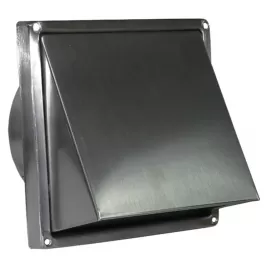 Nerez větrací mřížka čtvercová se stříškou, přírubou a klapkou 137x137 mm / Ø 100 mm DALAP 99336